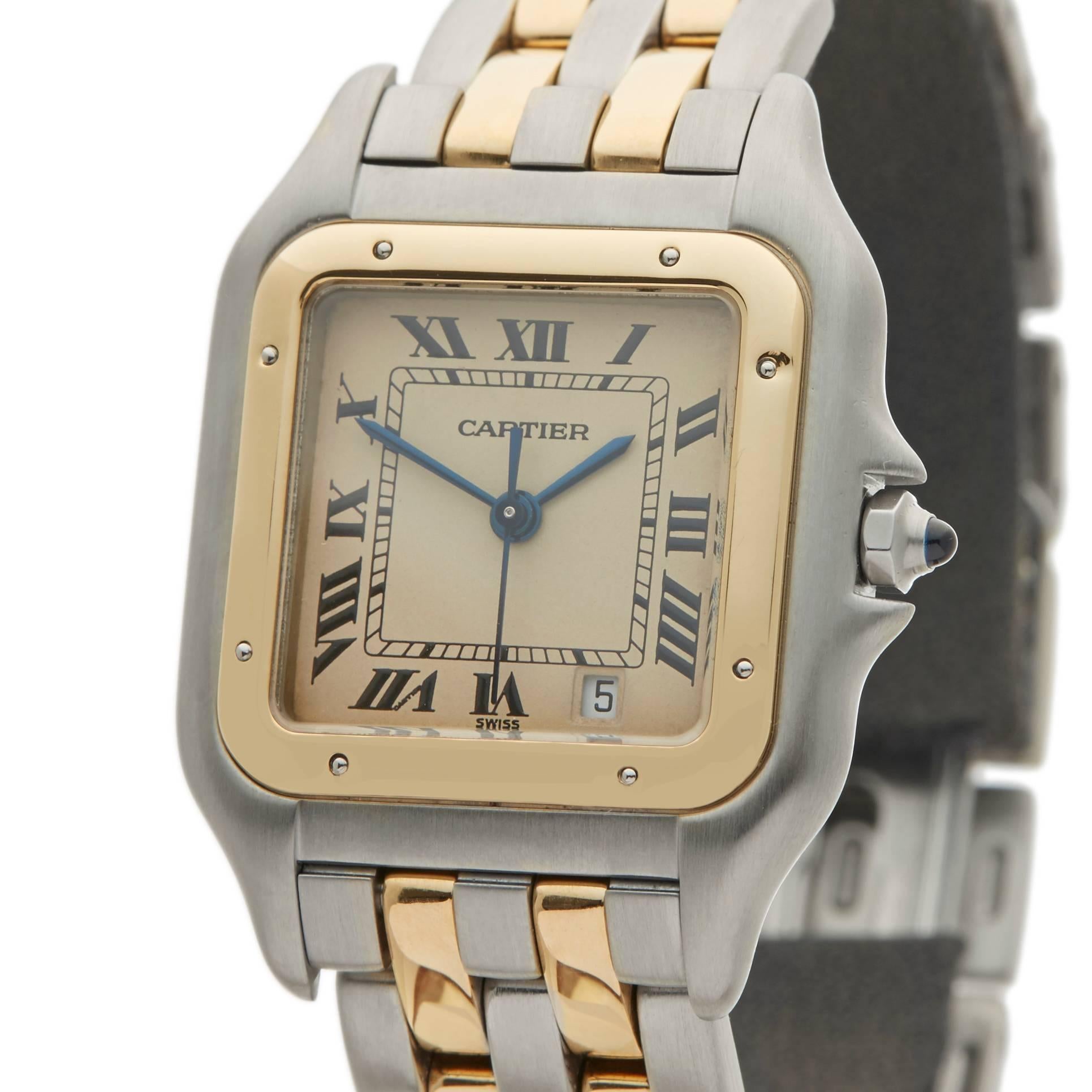 Cartier Panthere Stainless Steel and 18 Karat Yellow Gold Unisex 183949, 1990s In Excellent Condition In Bishop's Stortford, Hertfordshire
