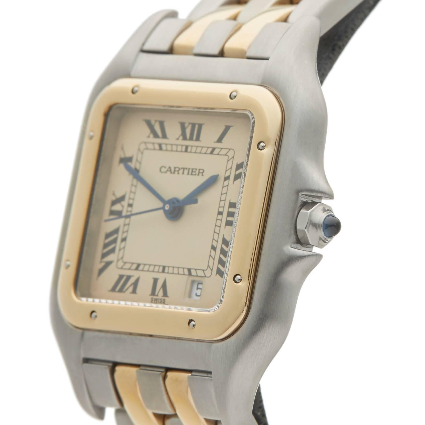 Cartier Panthere Stainless Steel and 18 Karat Yellow Gold Unisex 183949, 1990s 1