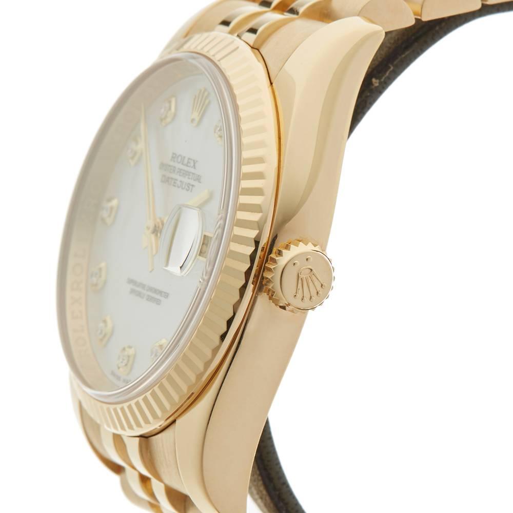Women's Rolex Datejust 18 Karat Yellow Gold Unisex 116238, 2013