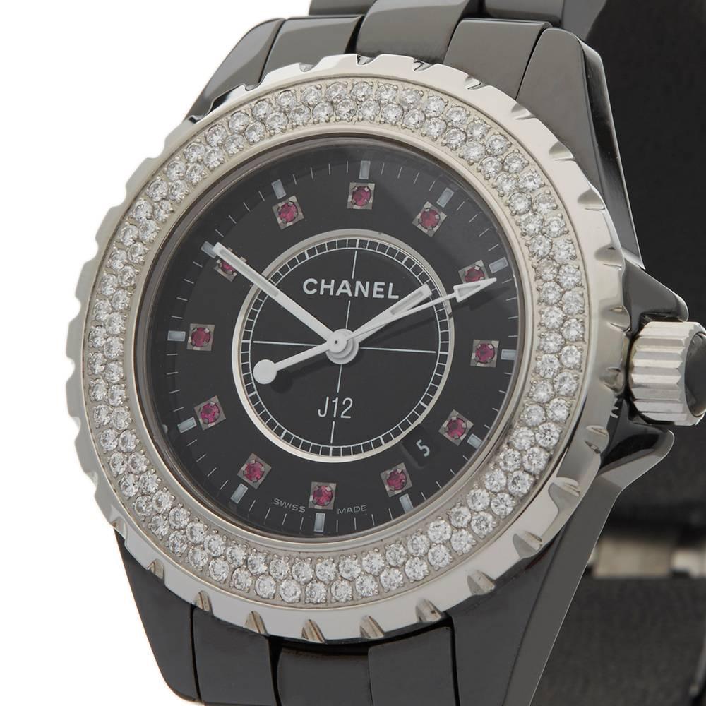 Chanel J12 Black Ceramic Ladies H1634, 2007 In Excellent Condition In Bishop's Stortford, Hertfordshire