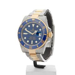 Rolex Submariner Stainless Steel and 18 Karat Yellow Gold Gents 116613LB, 2017