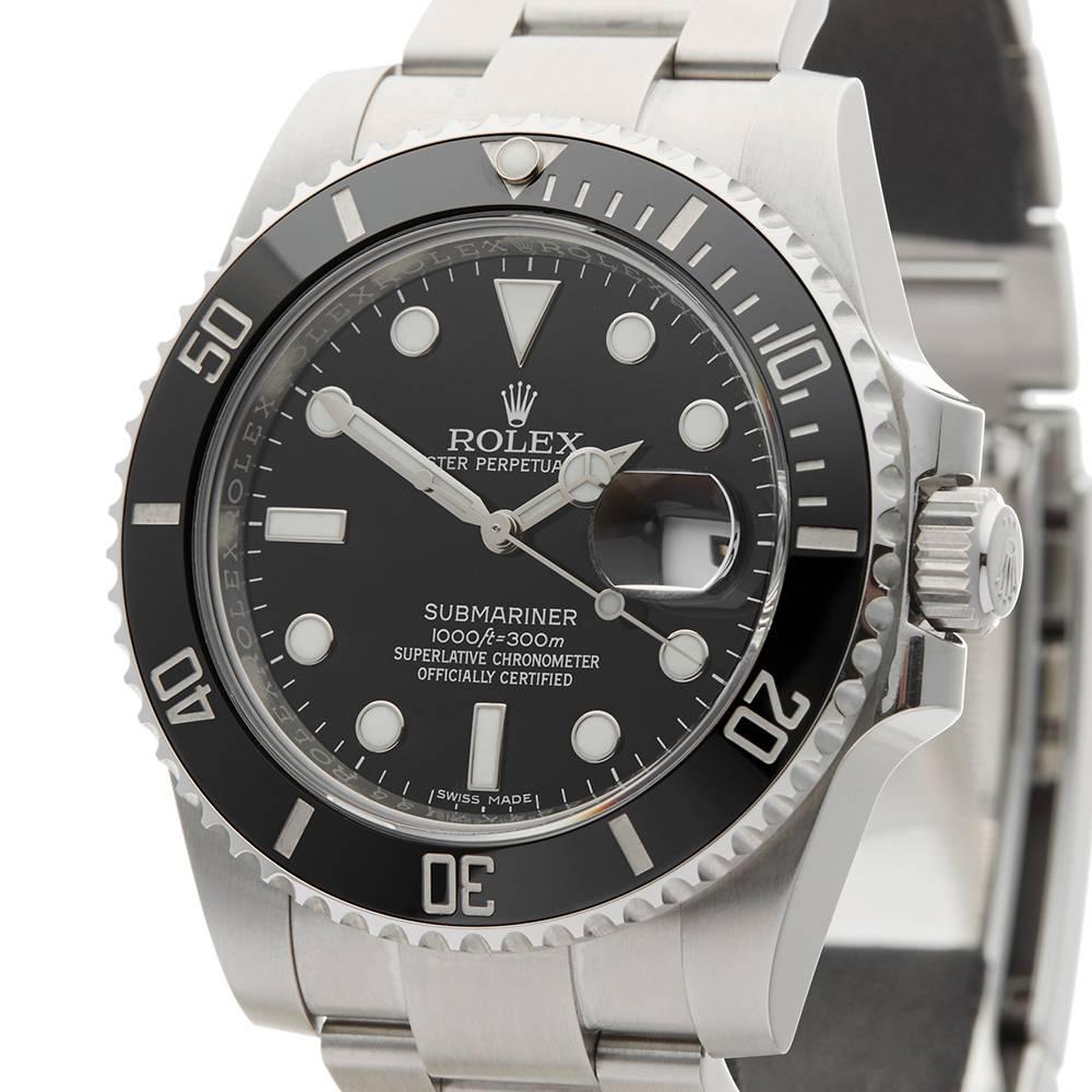 Rolex Submariner Stainless Steel Gents 116610LN, 2016 In Excellent Condition In Bishop's Stortford, Hertfordshire