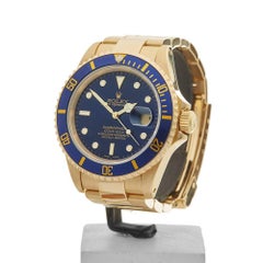 Rolex Submariner 18 Karat Yellow Gold Gents 16618, 2002