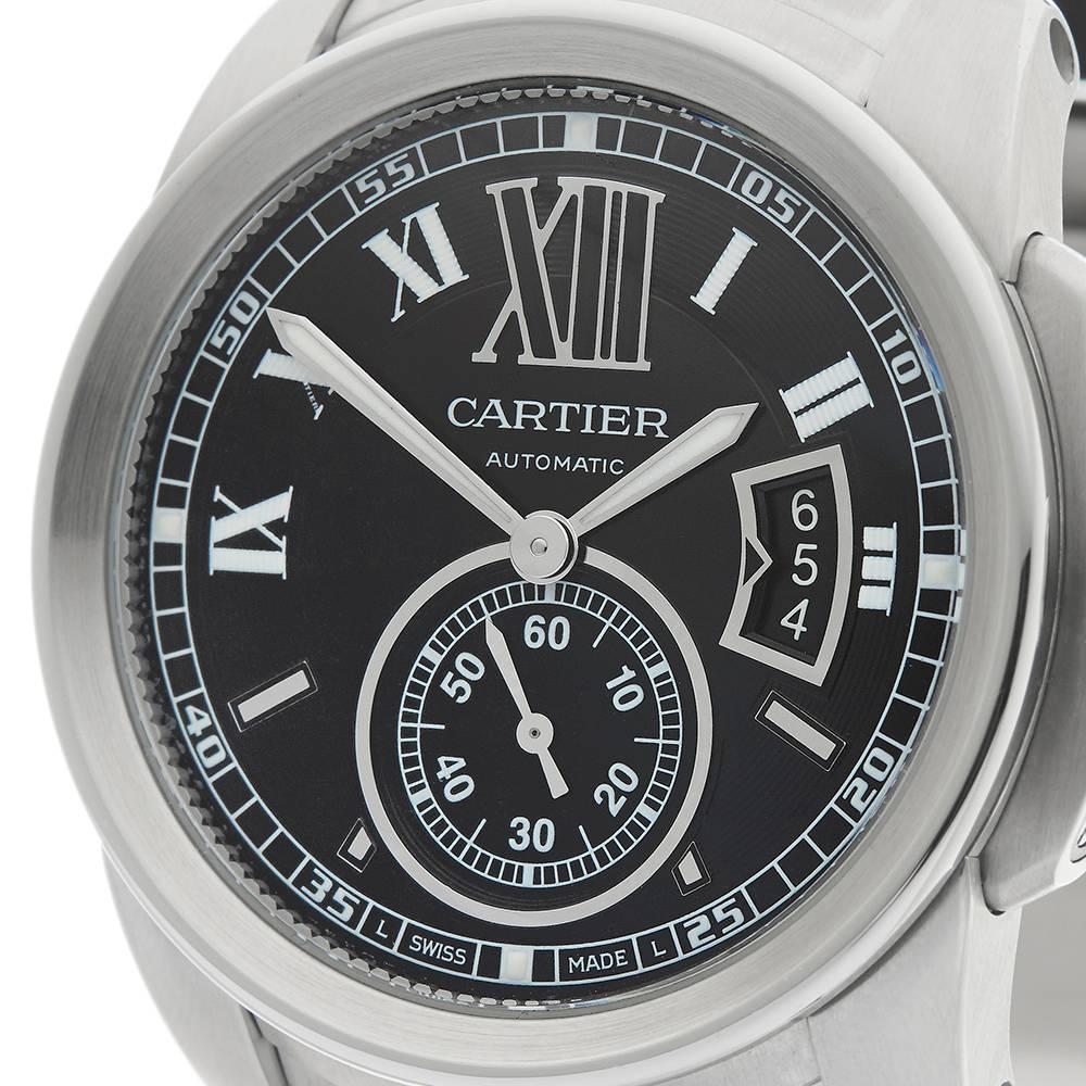 Cartier Calibre Stainless Steel Gents 3299 or W7100037, 2010s In Excellent Condition In Bishop's Stortford, Hertfordshire
