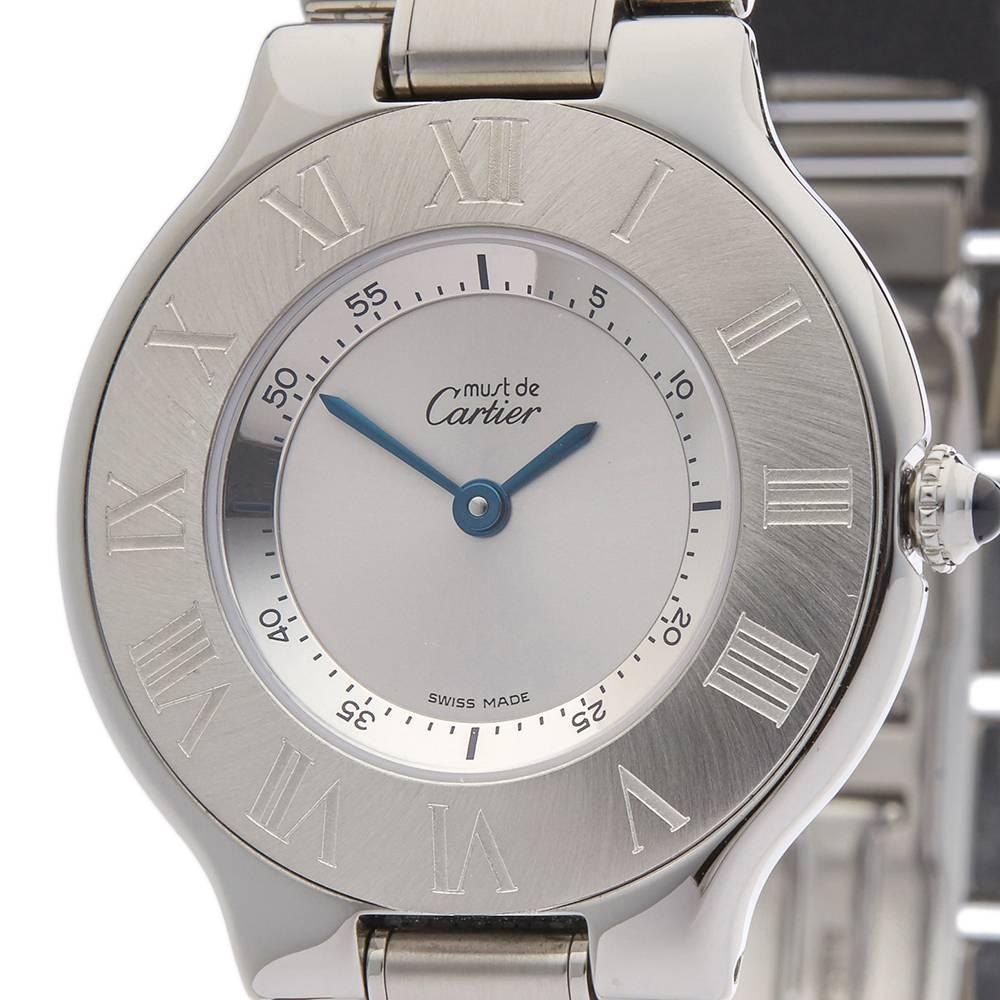 Cartier Ladies Stainless Steel Must De Cartier 21 Quartz Wristwatch, circa 2005 In Excellent Condition In Bishop's Stortford, Hertfordshire