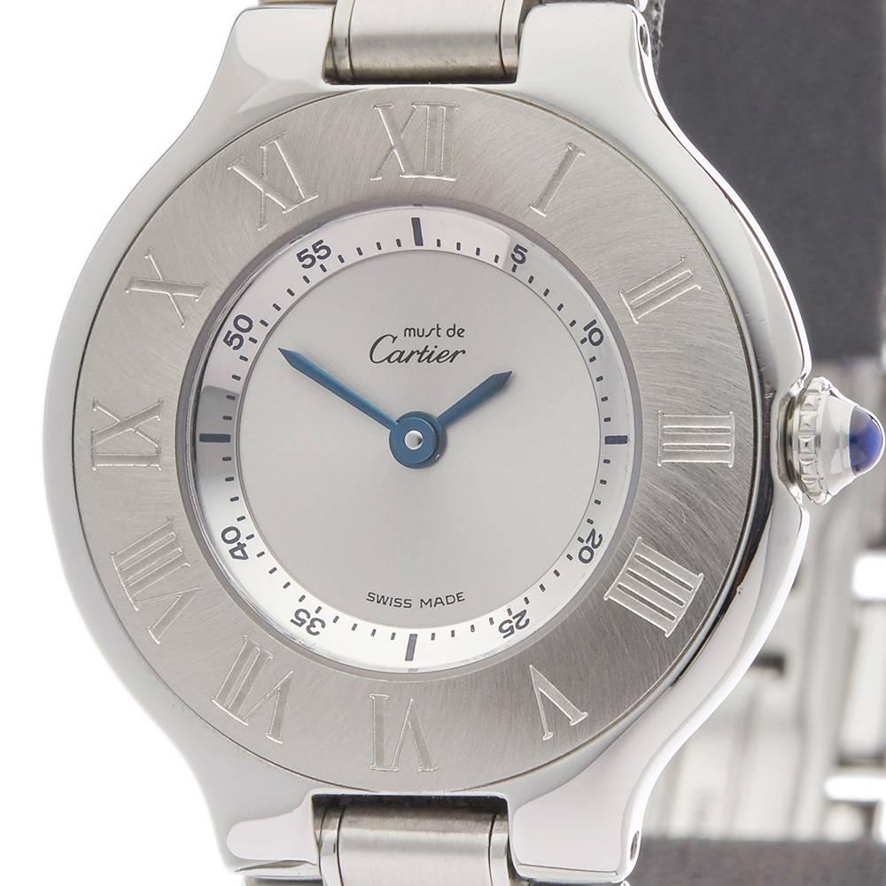 Women's or Men's Cartier Ladies Stainless Steel Must De Cartier 21 Quartz Wristwatch, circa 2006