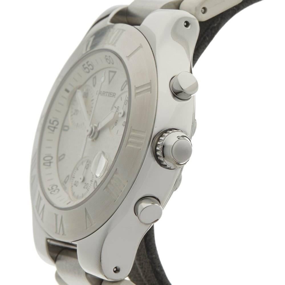 Women's or Men's Cartier Stainless Steel Must De Cartier Chronoscaph Quartz Wristwatch Ref 2424