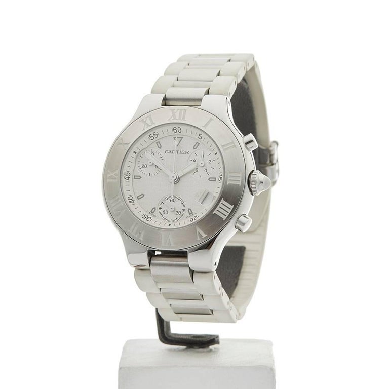 Cartier Stainless Steel Must De Cartier Chronoscaph Quartz Wristwatch ...