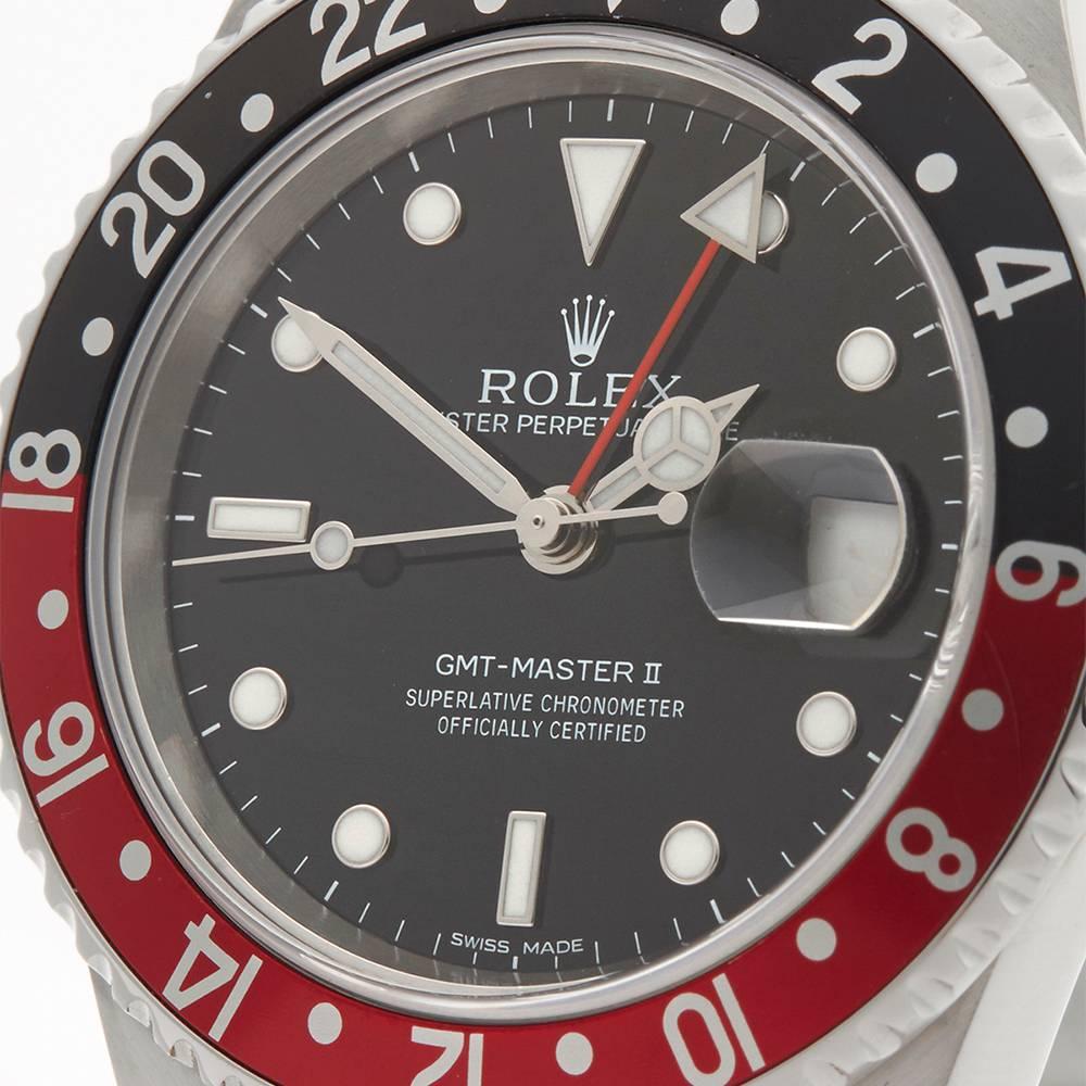 Rolex Stainless Steel GMT-Master II Coke Bezel Automatic Wristwatch, 2001 In Excellent Condition In Bishop's Stortford, Hertfordshire