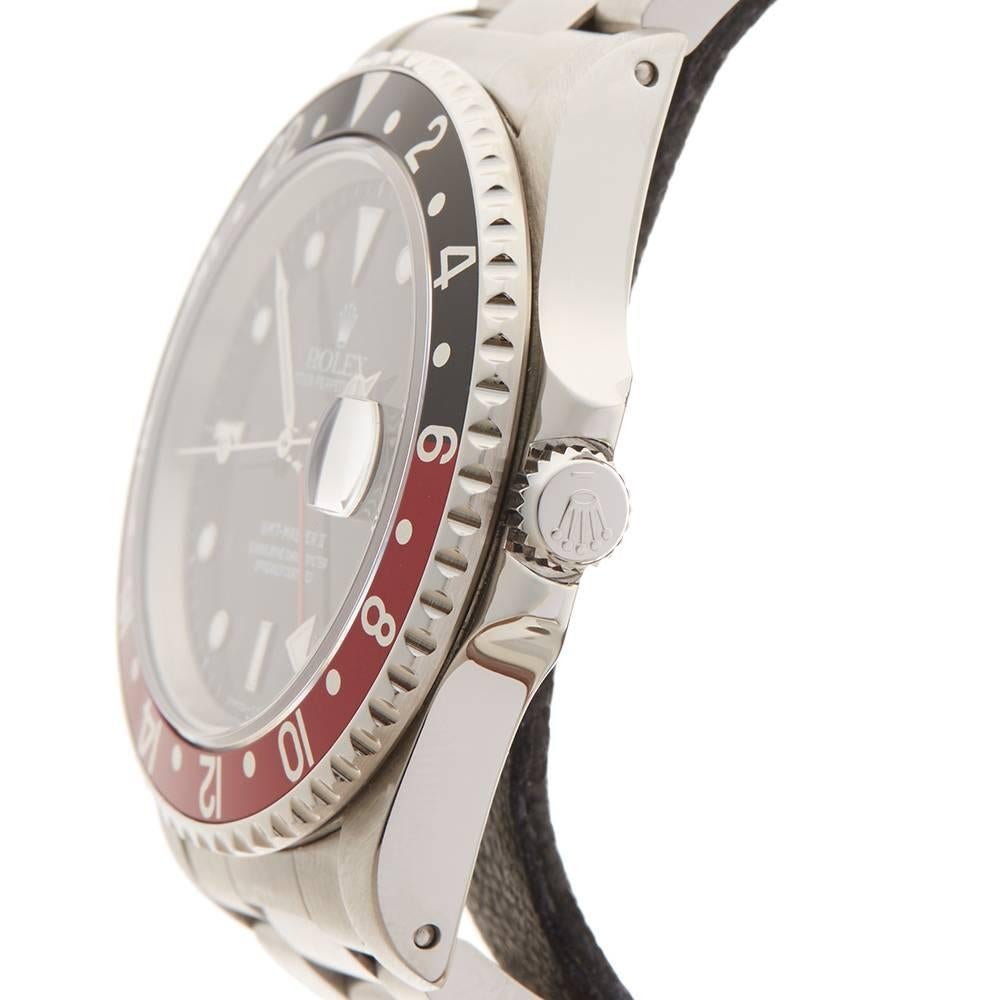Women's or Men's Rolex Stainless Steel GMT-Master II Coke Automatic Wristwatch Ref 16710, 1995