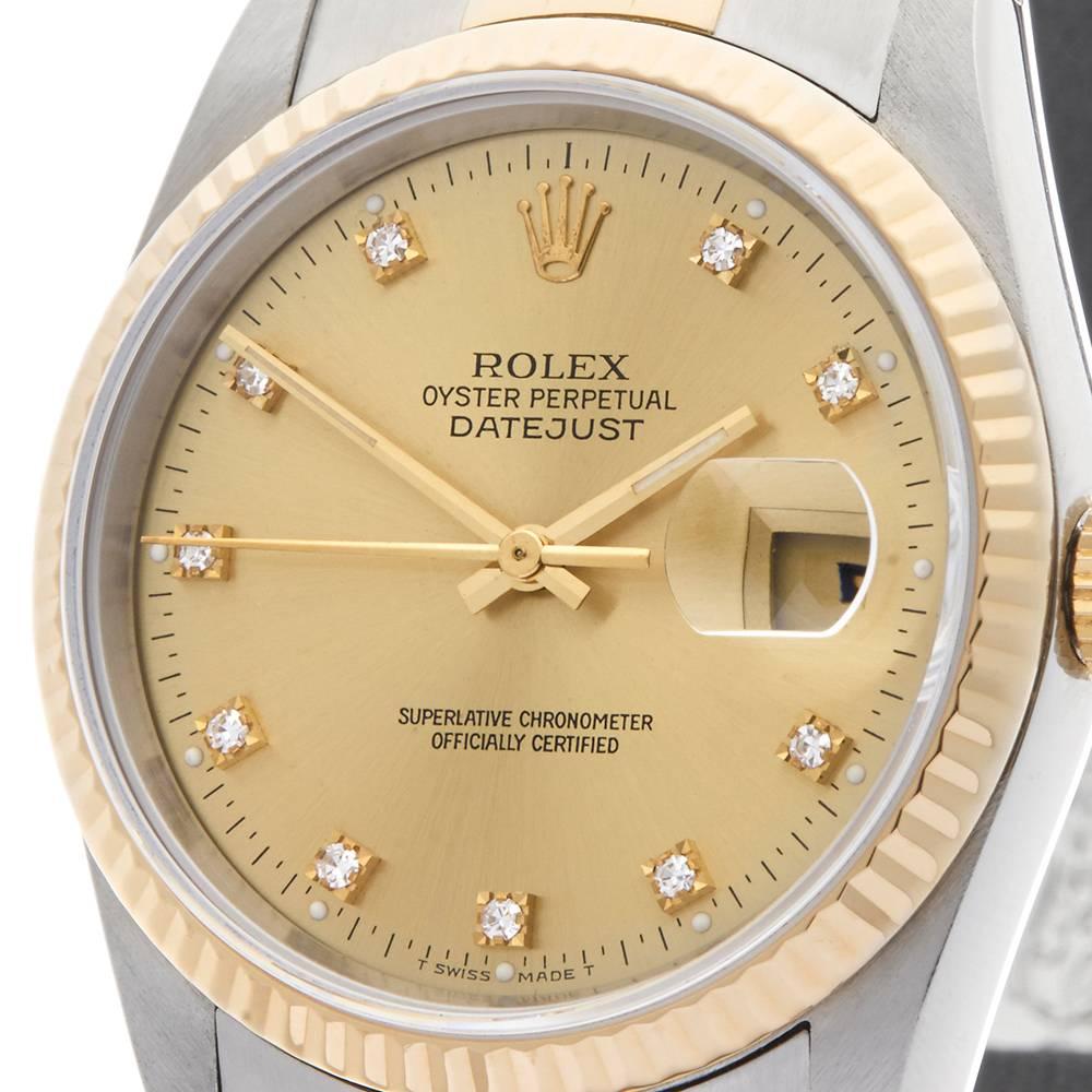 Rolex Yellow Gold Stainless Steel Datejust Automatic Wristwatch Ref W3987 In Excellent Condition In Bishop's Stortford, Hertfordshire