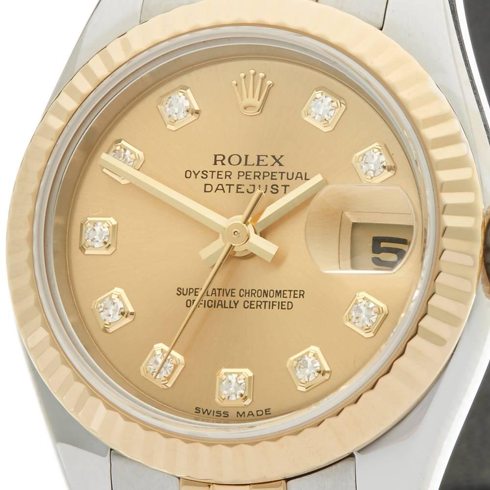 Rolex Ladies Yellow Gold Stainless Steel Datejust Automatic Wristwatch Ref W3985 In Excellent Condition In Bishop's Stortford, Hertfordshire