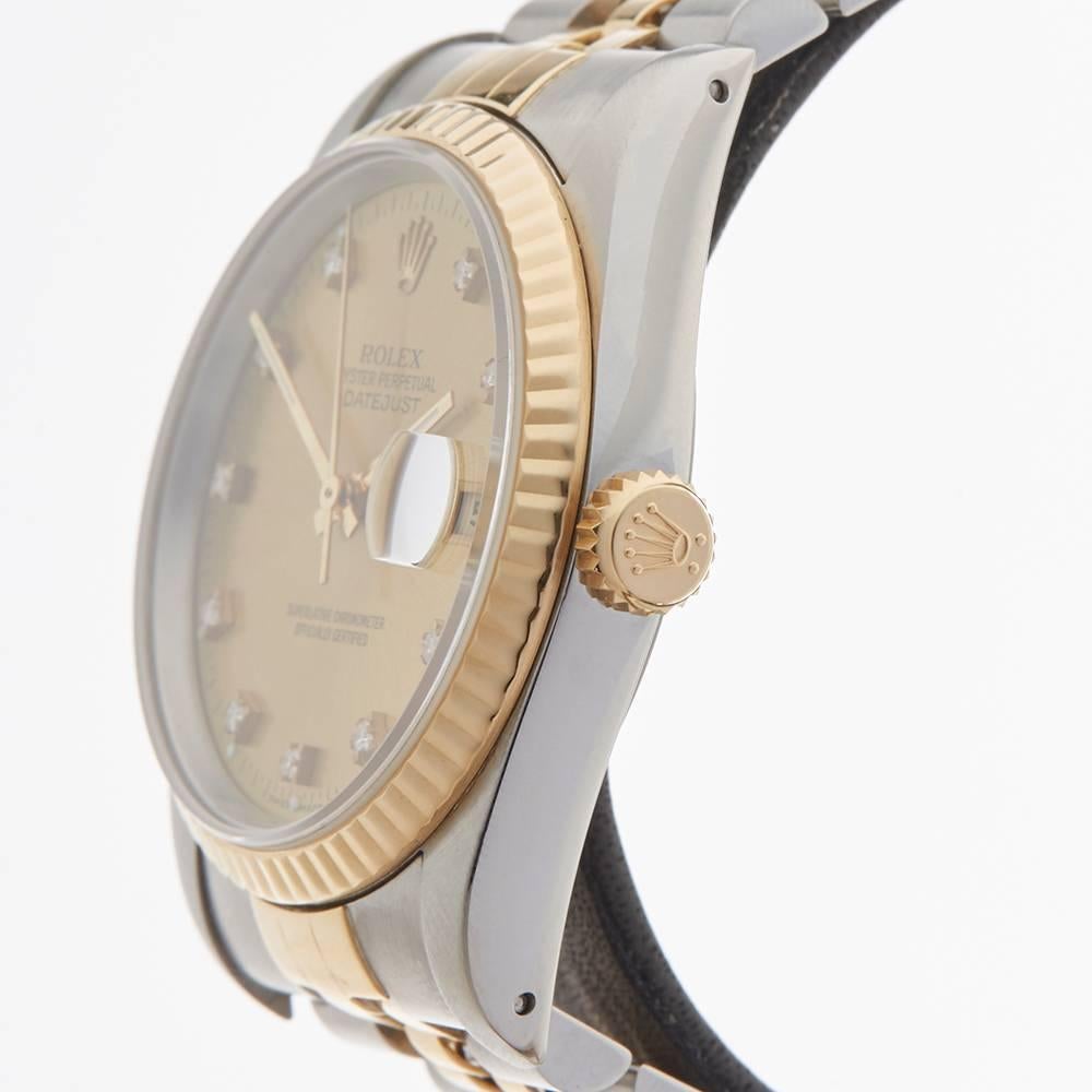 Women's or Men's Rolex Yellow Gold Stainless Steel Datejust Automatic Wristwatch Ref 16233, 1991