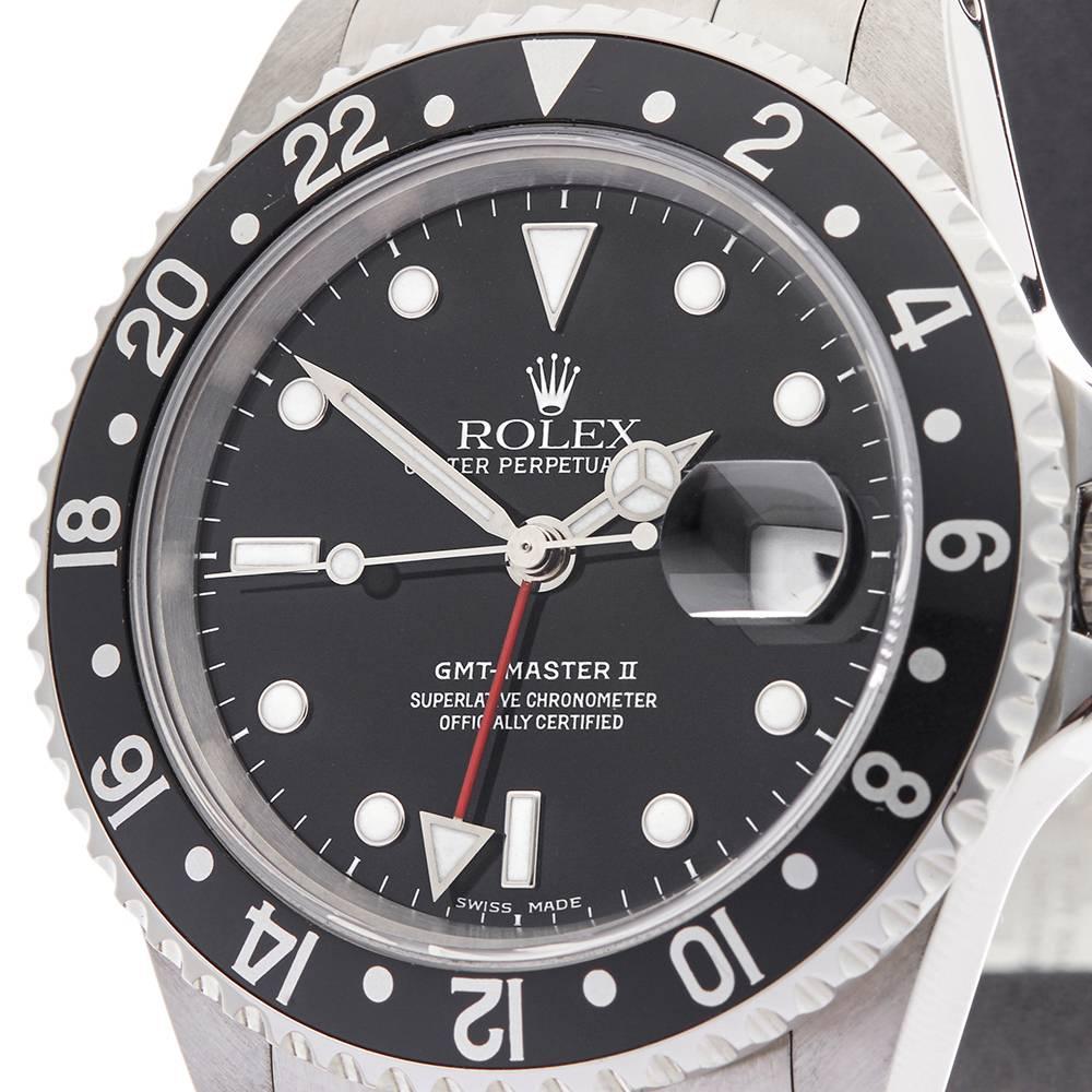 Rolex Stainless Steel GMT-Master II Automatic Wristwatch Ref 16710, 2001 In Excellent Condition In Bishop's Stortford, Hertfordshire