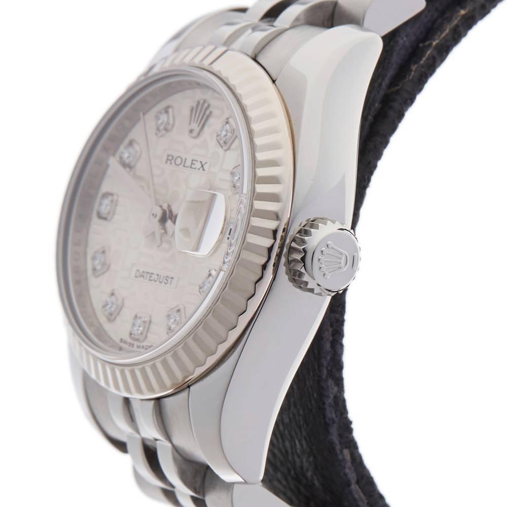 Women's Rolex Ladies White Gold Stainless Steel Datejust Automatic Wristwatch, 2011