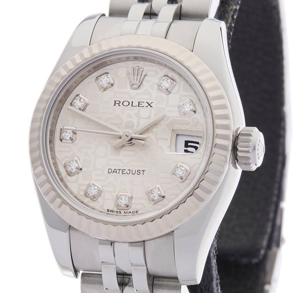 Rolex Ladies White Gold Stainless Steel Datejust Automatic Wristwatch, 2011 In Excellent Condition In Bishop's Stortford, Hertfordshire