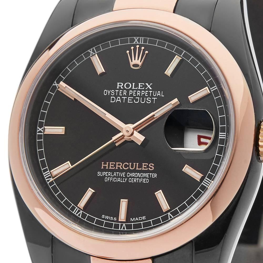 Rolex Rose Gold Stainless Steel Datejust Hercules Automatic Wristwatch In Excellent Condition In Bishop's Stortford, Hertfordshire