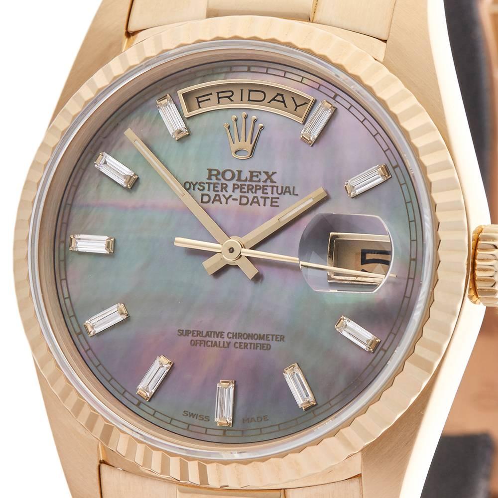 Rolex Yellow Gold Day-Date Automatic Wristwatch Ref 18238, 1993 In Excellent Condition In Bishop's Stortford, Hertfordshire