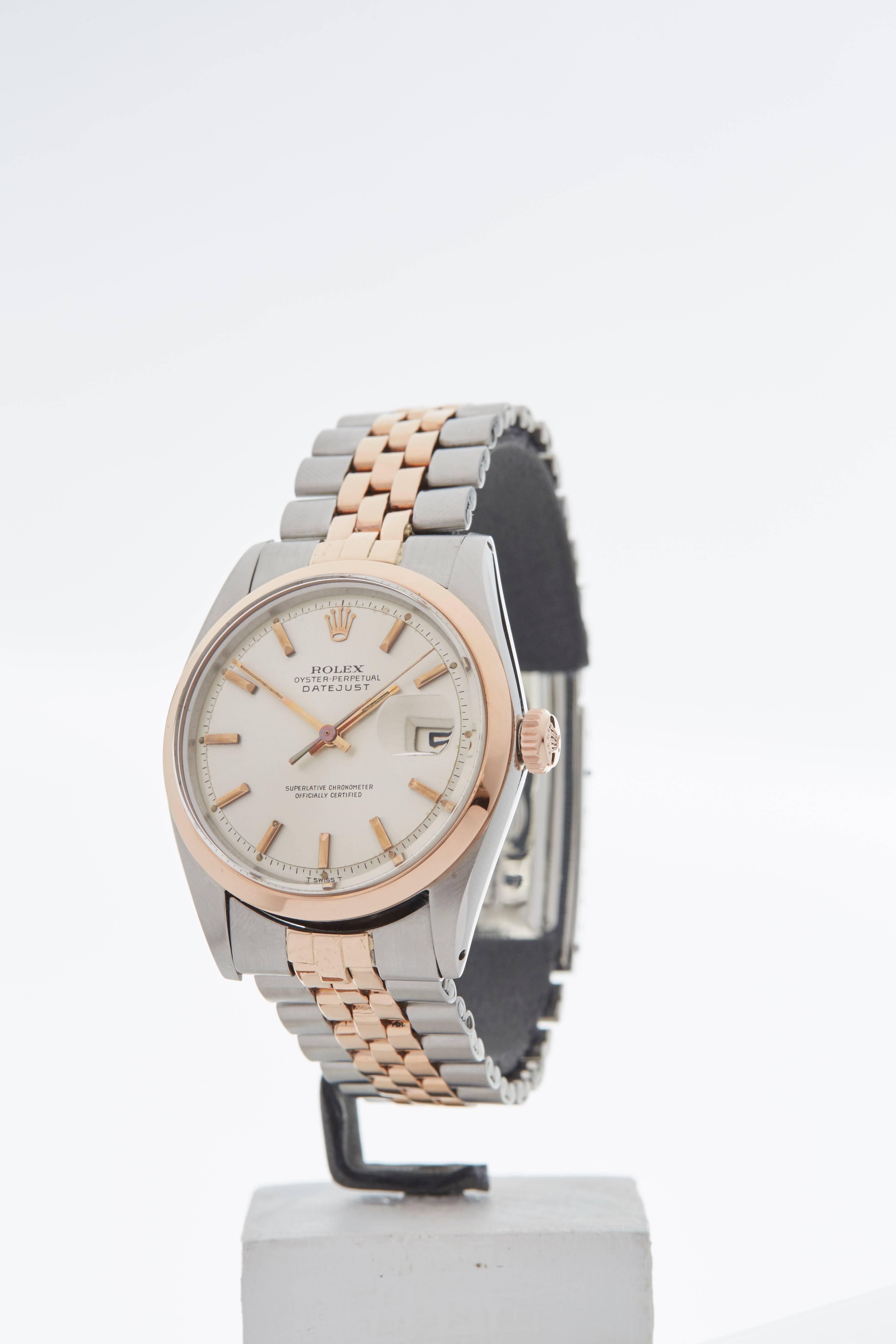 Ref: W4079
Model Number: 1600
Serial Number: 109****
Condition: 8 - Good condition
Gender: Gents
Age: 1965
Case Diameter: 36 mm
Case Size: 36mm
Box And Papers: Box Only
Movement: Automatic
Case: Stainless Steel & 18k Rose Gold
Dial: White