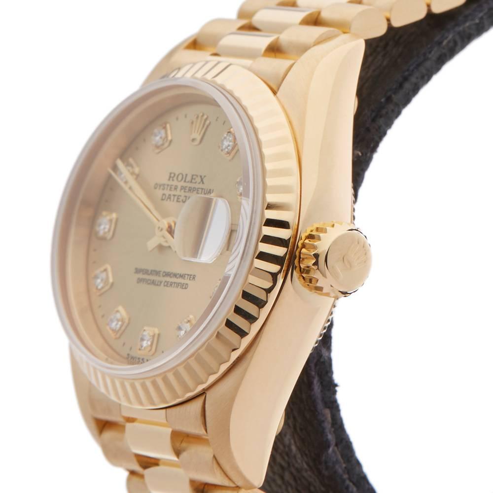 Women's Rolex Ladies Yellow Gold Datejust Automatic Wristwatch Ref 69178, 1994