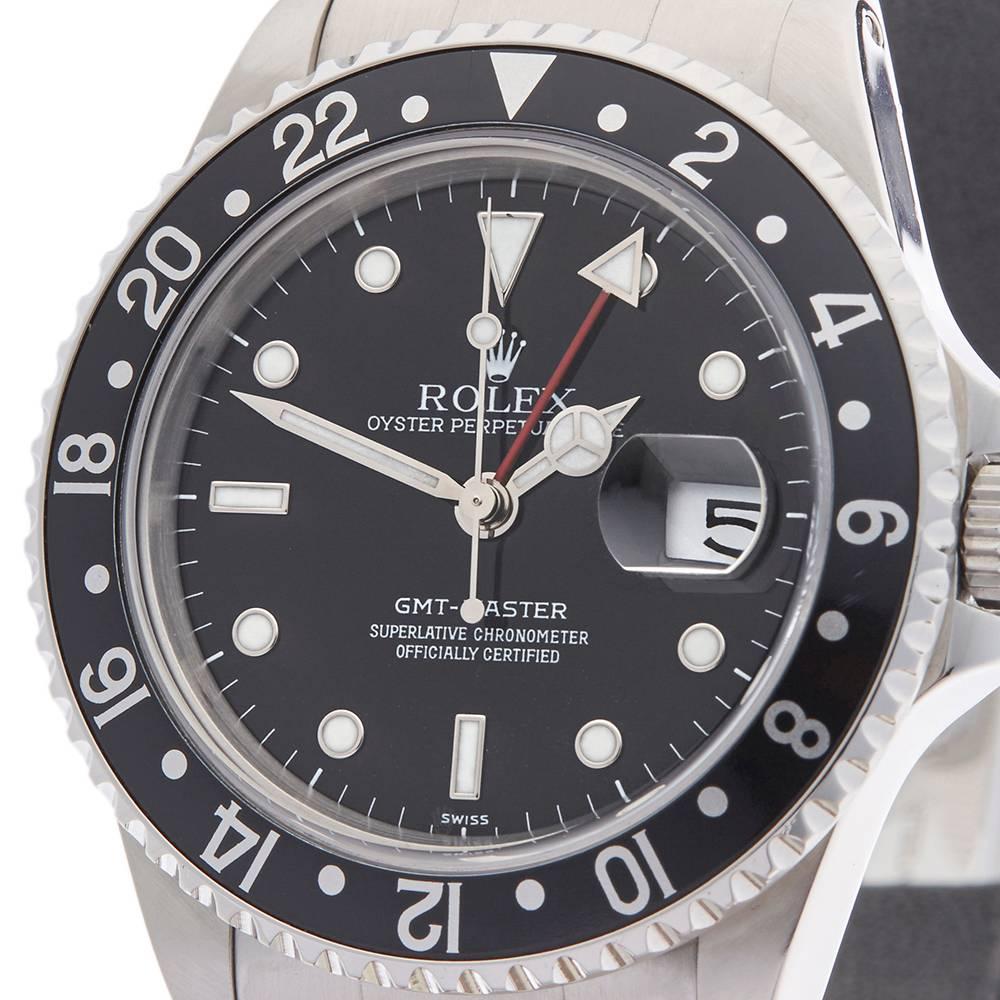 Rolex Stainless Steel GMT Master Automatic Wristwatch Ref 16700, 1997 In Excellent Condition In Bishop's Stortford, Hertfordshire