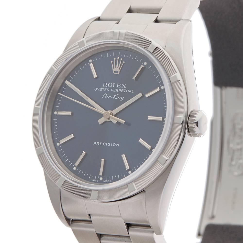 Rolex Stainless Steel Air King Automatic Wristwatch Ref 14010, 2000 In Excellent Condition In Bishop's Stortford, Hertfordshire