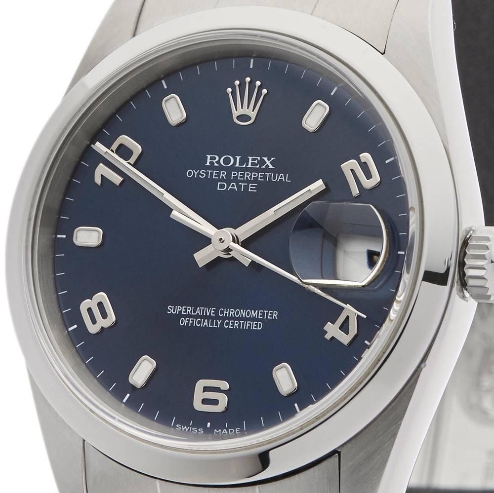 Rolex Stainless Steel Oyster Perpetual Date Automatic Wristwatch Ref 15200, 2001 In Excellent Condition In Bishop's Stortford, Hertfordshire