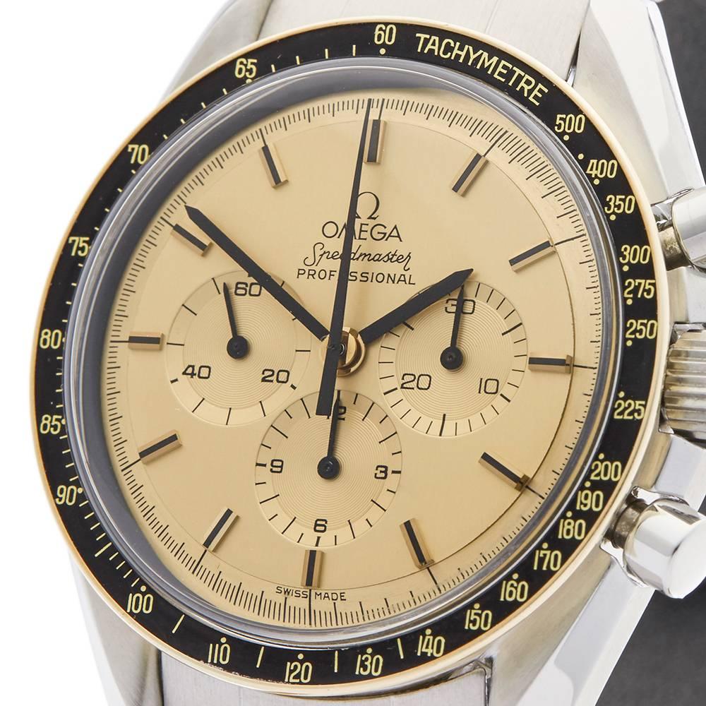 Omega Yellow Gold Stainless Steel Speedmaster Mechanical Wristwatch, 2000s In Excellent Condition In Bishop's Stortford, Hertfordshire