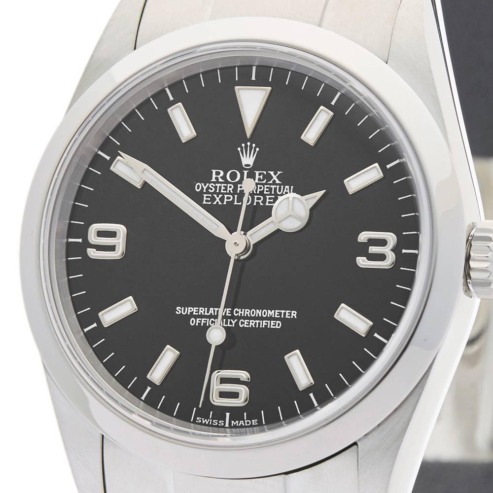 Rolex Stainless Steel Explorer I Automatic Wristwatch Ref 114270, 2001 In Excellent Condition In Bishop's Stortford, Hertfordshire