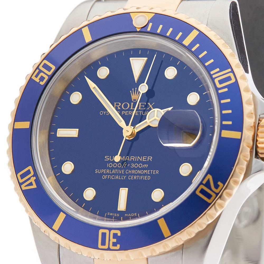 Rolex Yellow Gold Stainless Steel Submariner Automatic Wristwatch, 2005 In Excellent Condition In Bishop's Stortford, Hertfordshire