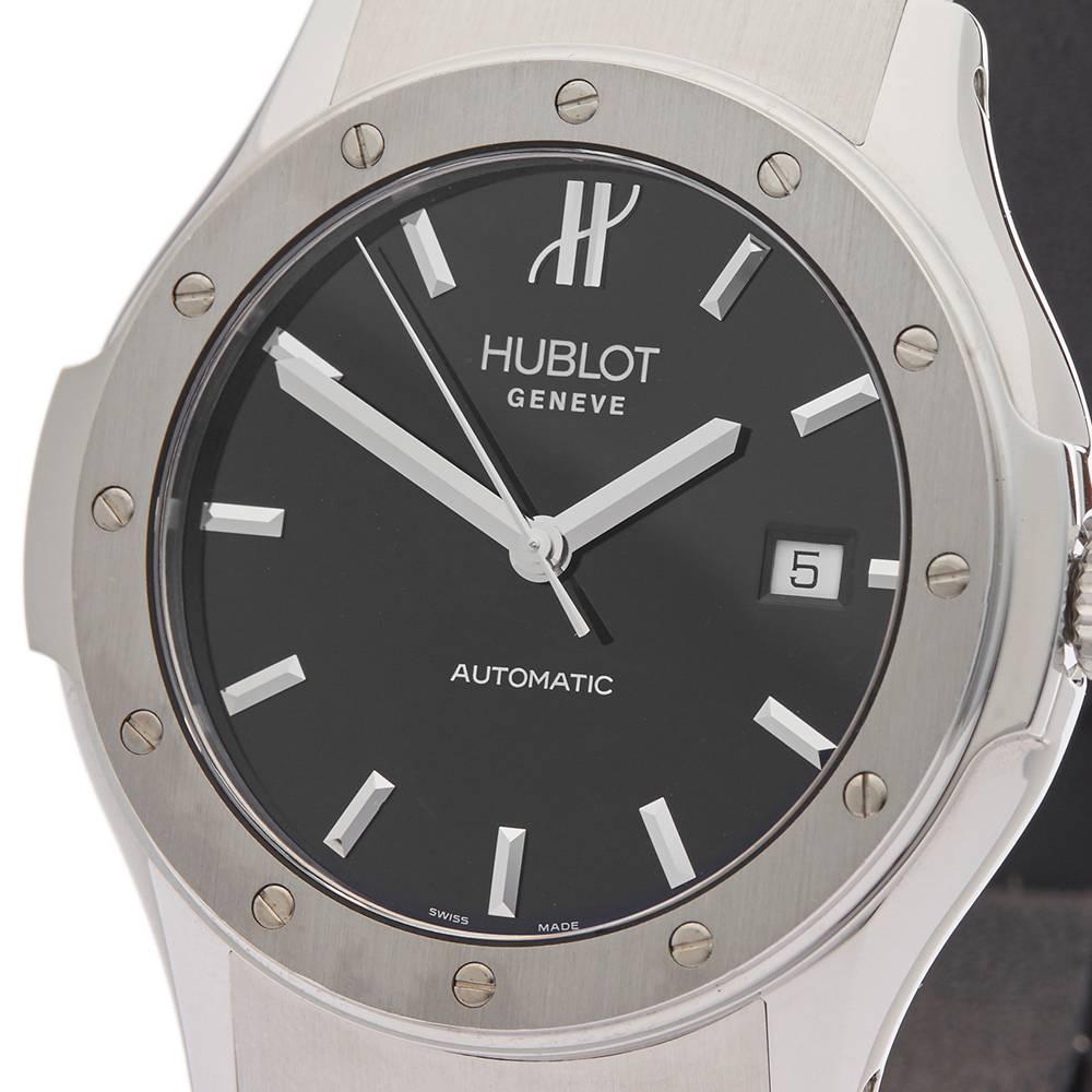 Hublot Stainless Steel Classic Fusion Automatic Wristwatch, 2010s In Excellent Condition In Bishop's Stortford, Hertfordshire