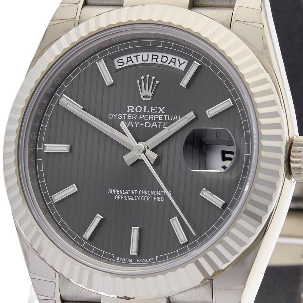 Rolex White Gold Day-Date Automatic Wristwatch Ref 228239, 2016 In Excellent Condition In Bishop's Stortford, Hertfordshire