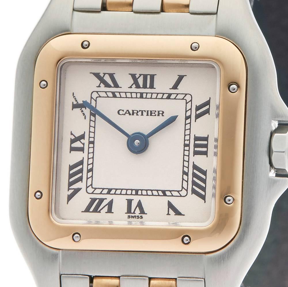 Cartier Ladies Yellow Gold Stainless Steel Panthere Quartz Wristwatch, 1990s In Excellent Condition In Bishop's Stortford, Hertfordshire
