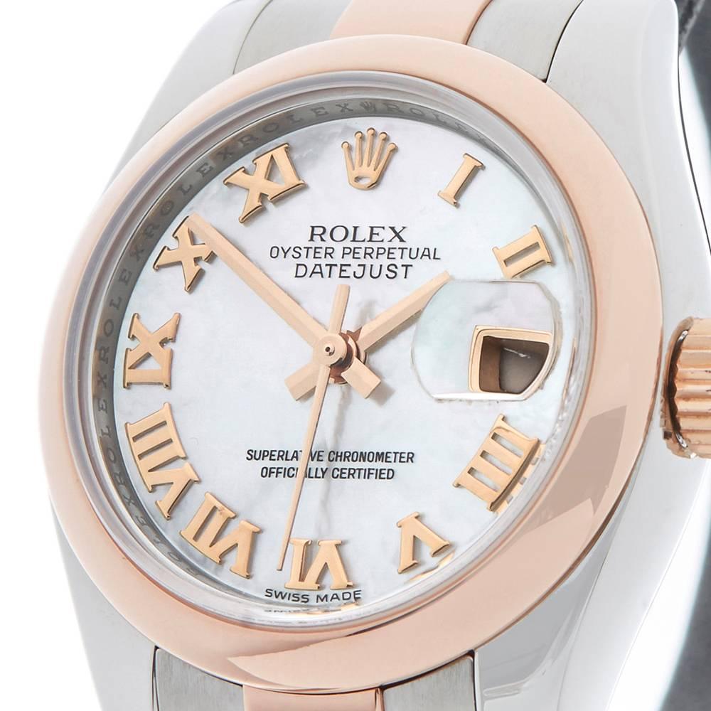 Rolex Ladies Rose Gold Stainless Steel Datejust Automatic Wristwatch, 2013 In Excellent Condition In Bishop's Stortford, Hertfordshire