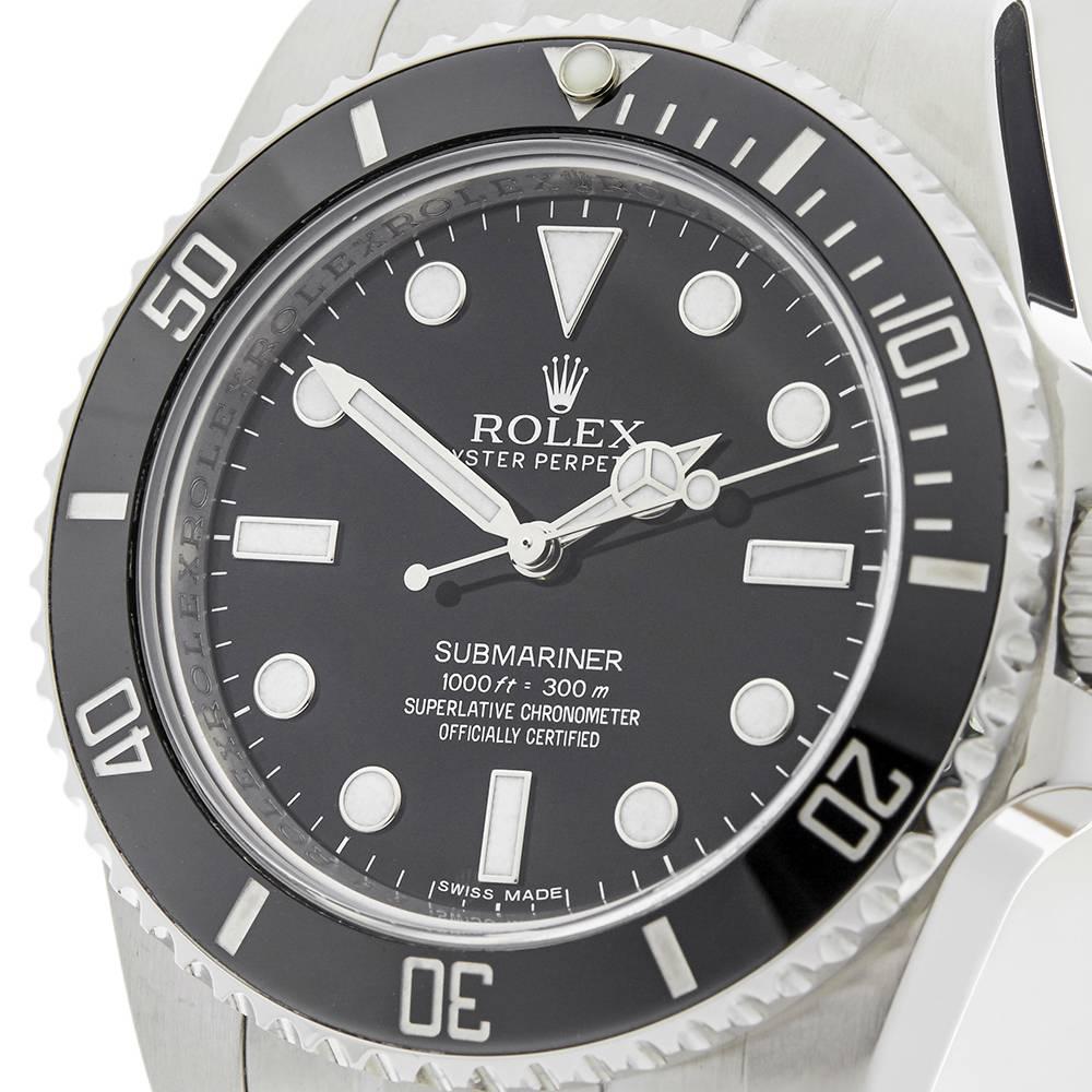 Rolex Stainless Steel Submariner Non Date Automatic Wristwatch Ref 114060, 2012 In Excellent Condition In Bishop's Stortford, Hertfordshire