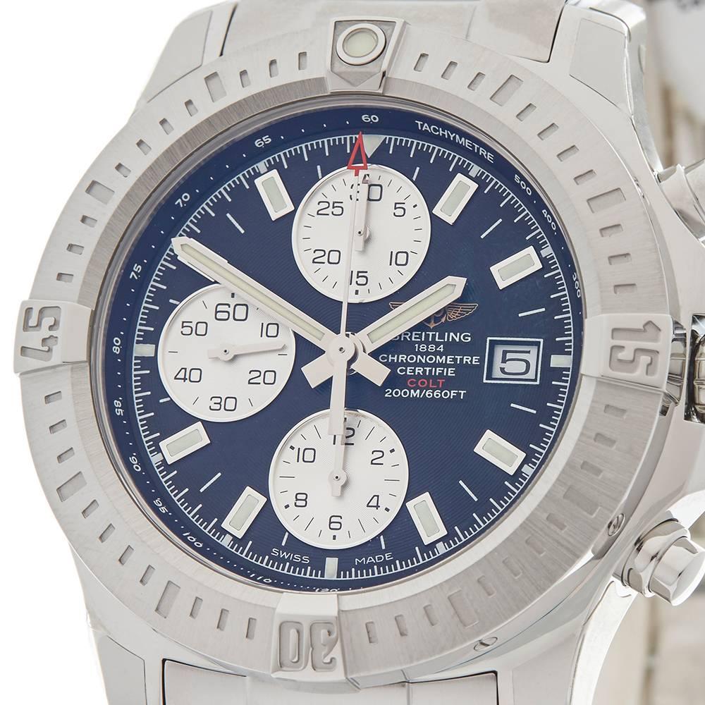 Breitling Stainless Steel Colt Chronograph Automatic Wristwatch, 2017 In Excellent Condition In Bishop's Stortford, Hertfordshire