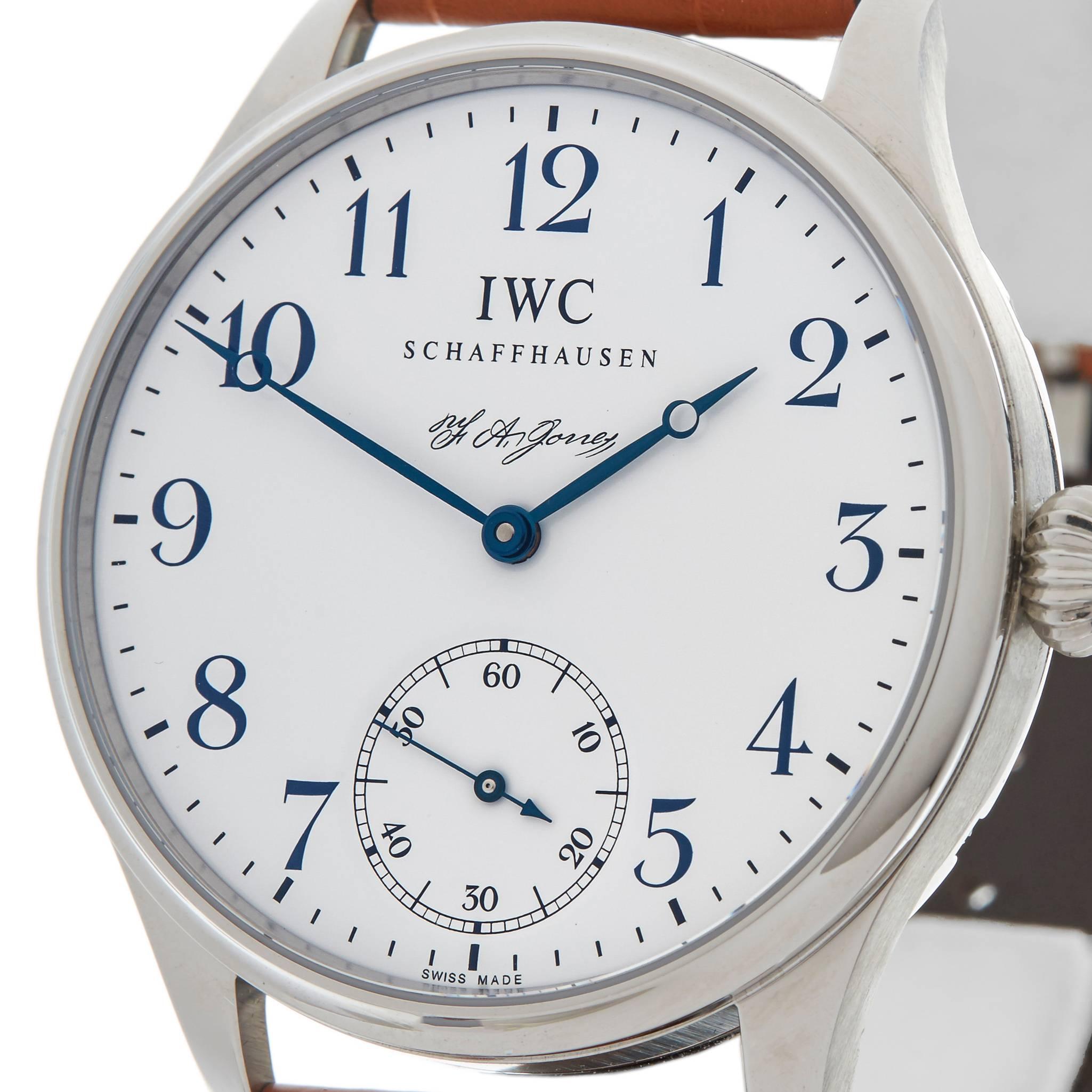 IWC Stainless Steel Portuguese FA Jones Mechanical Wristwatch Ref W544203, 2005 In Excellent Condition In Bishop's Stortford, Hertfordshire