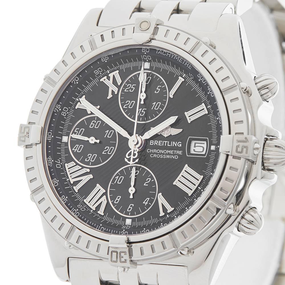 Breitling Stainless Steel Crosswind Chronograph Automatic Wristwatch, 2010s In Excellent Condition In Bishop's Stortford, Hertfordshire