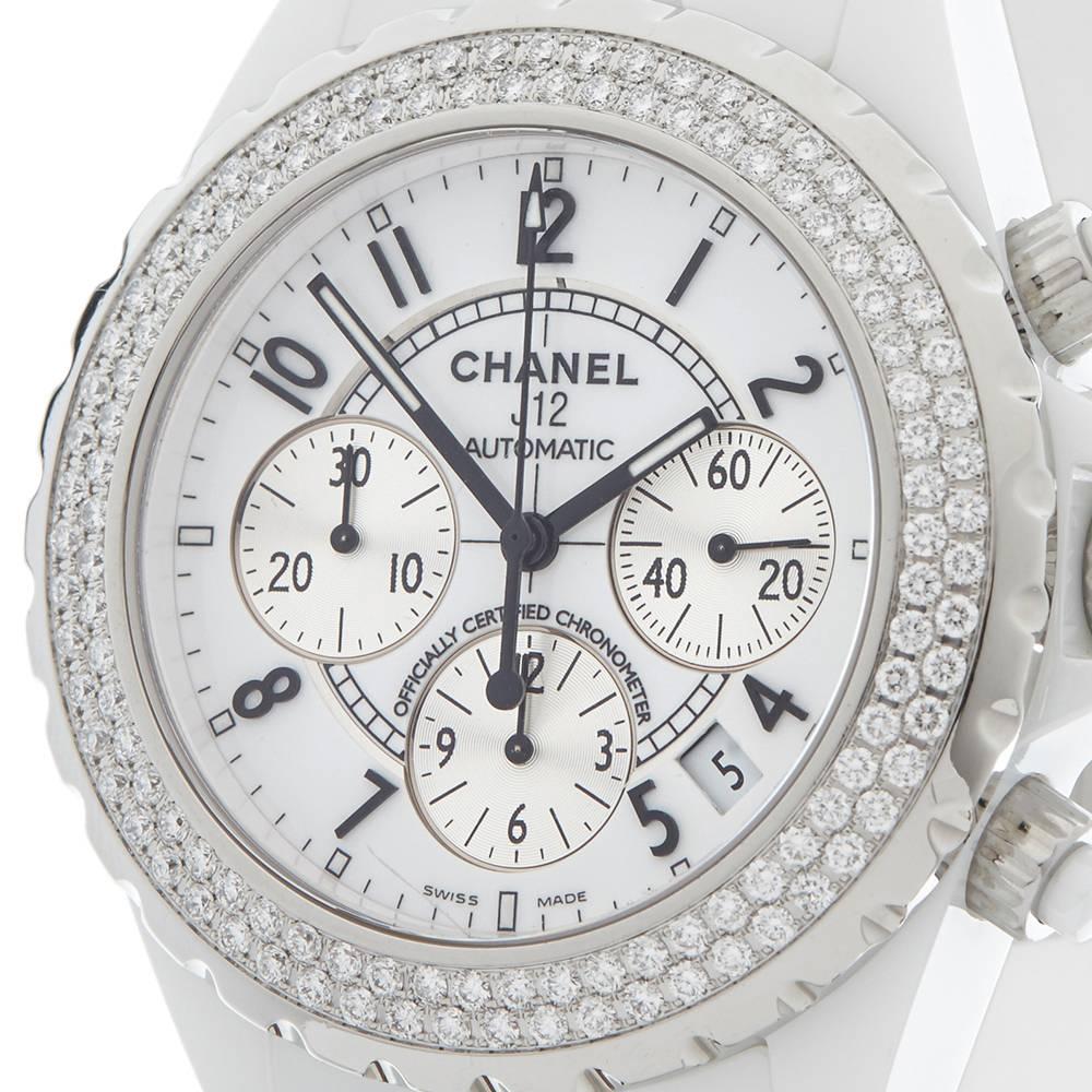 Chanel Ladies Ceramic J12 Chronograph Automatic Wristwatch Ref 1008, 2010 In Excellent Condition In Bishop's Stortford, Hertfordshire