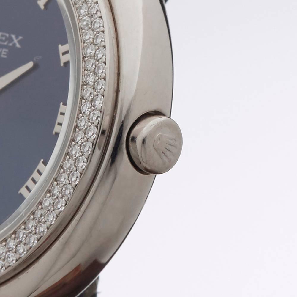 Women's or Men's Rolex Ladies White Gold Cellini Quartz Wristwatch Ref 6671, 2001