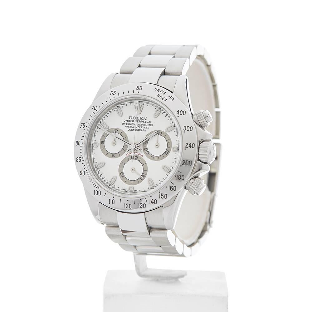 
Ref: W4168
Model Number: 116520
Serial Number: F02****
Condition: 9 - Excellent Condition
Gender: Gents
Age:	2003
Case Diameter: 40 mm
Case Size: 40mm
Box and Papers: Box & Manuals Only
Movement: Automatic
Case: Stainless Steel
Dial: