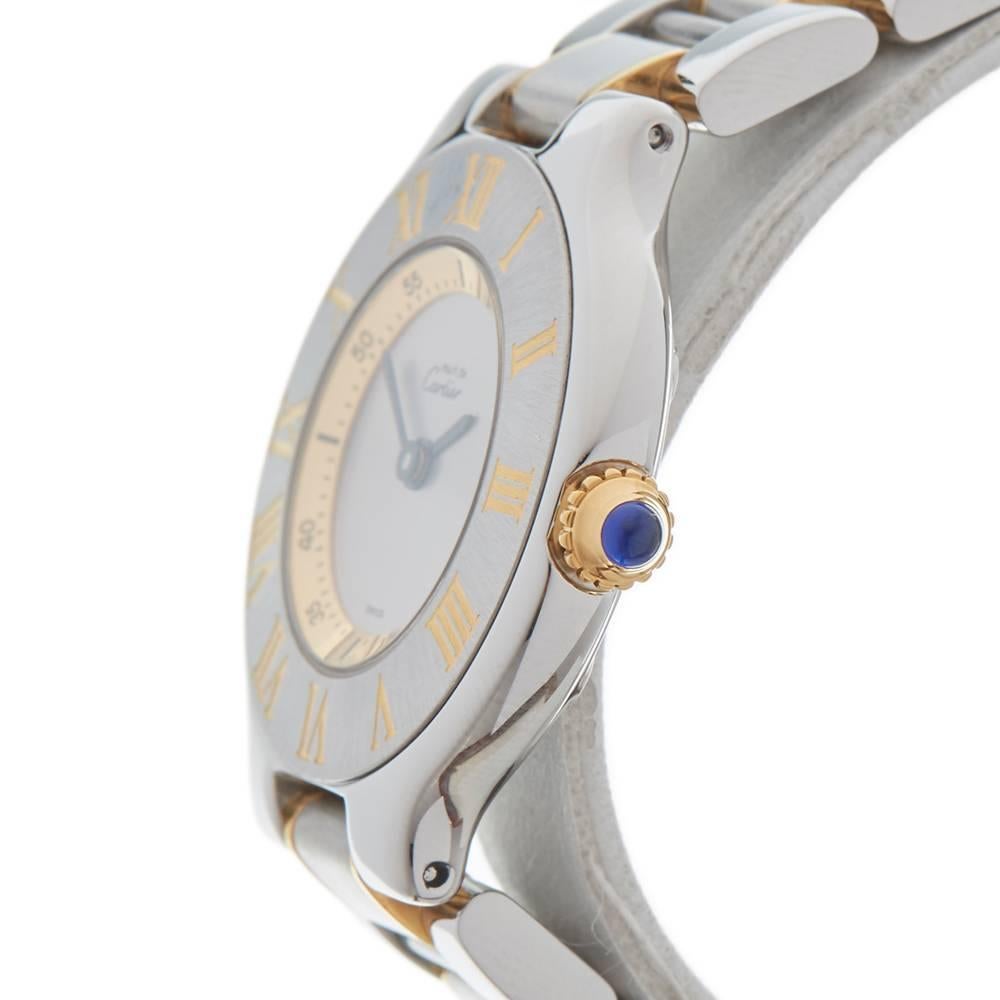 Women's Cartier Ladies Yellow Gold Stainless Steel Must de Cartier 21 Quartz Wristwatch