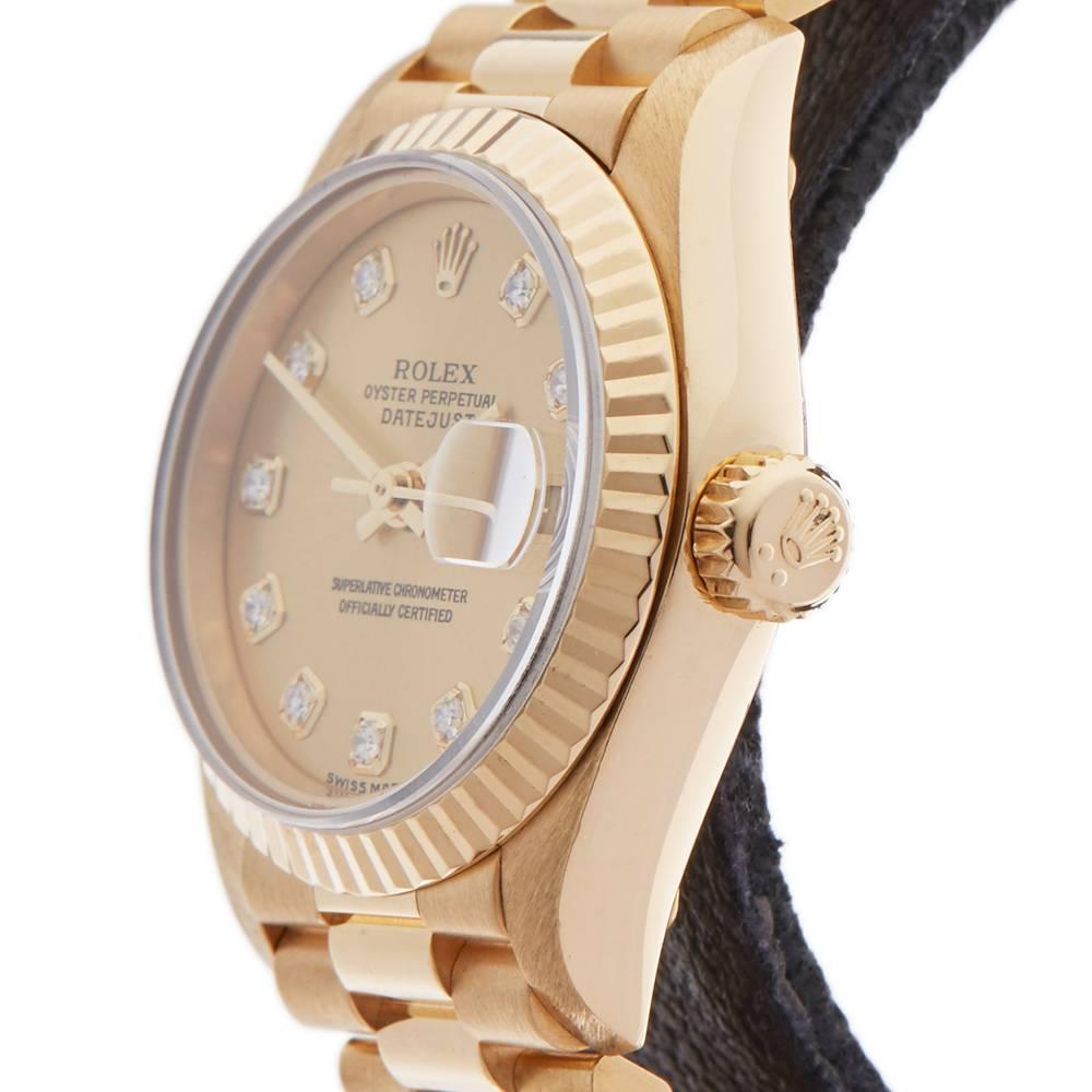 Women's Rolex Ladies Yellow Gold Datejust Automatic Wristwatch Ref 79178, 2001