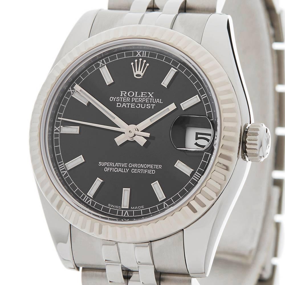 Rolex Ladies White Gold Stainless Steel Datejust Automatic Wristwatch, 2012 In Excellent Condition In Bishop's Stortford, Hertfordshire