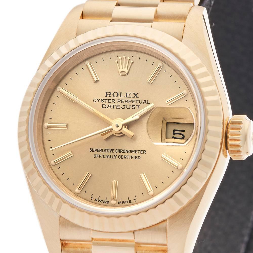 Rolex Ladies Yellow Gold Datejust Automatic Wristwatch Ref 69178, 1987 In Excellent Condition In Bishop's Stortford, Hertfordshire