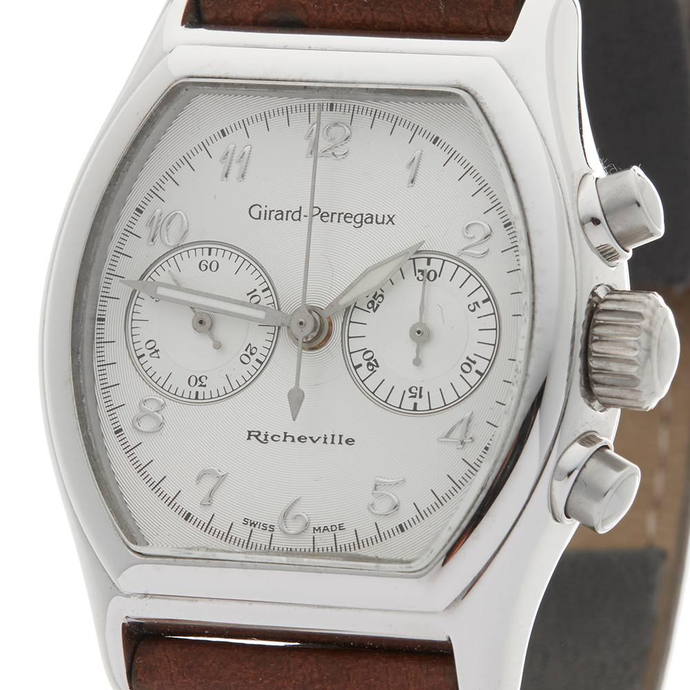 Girard Perregaux White Gold Richeville Chronograph Manual Wristwatch, 2001 In Excellent Condition In Bishop's Stortford, Hertfordshire