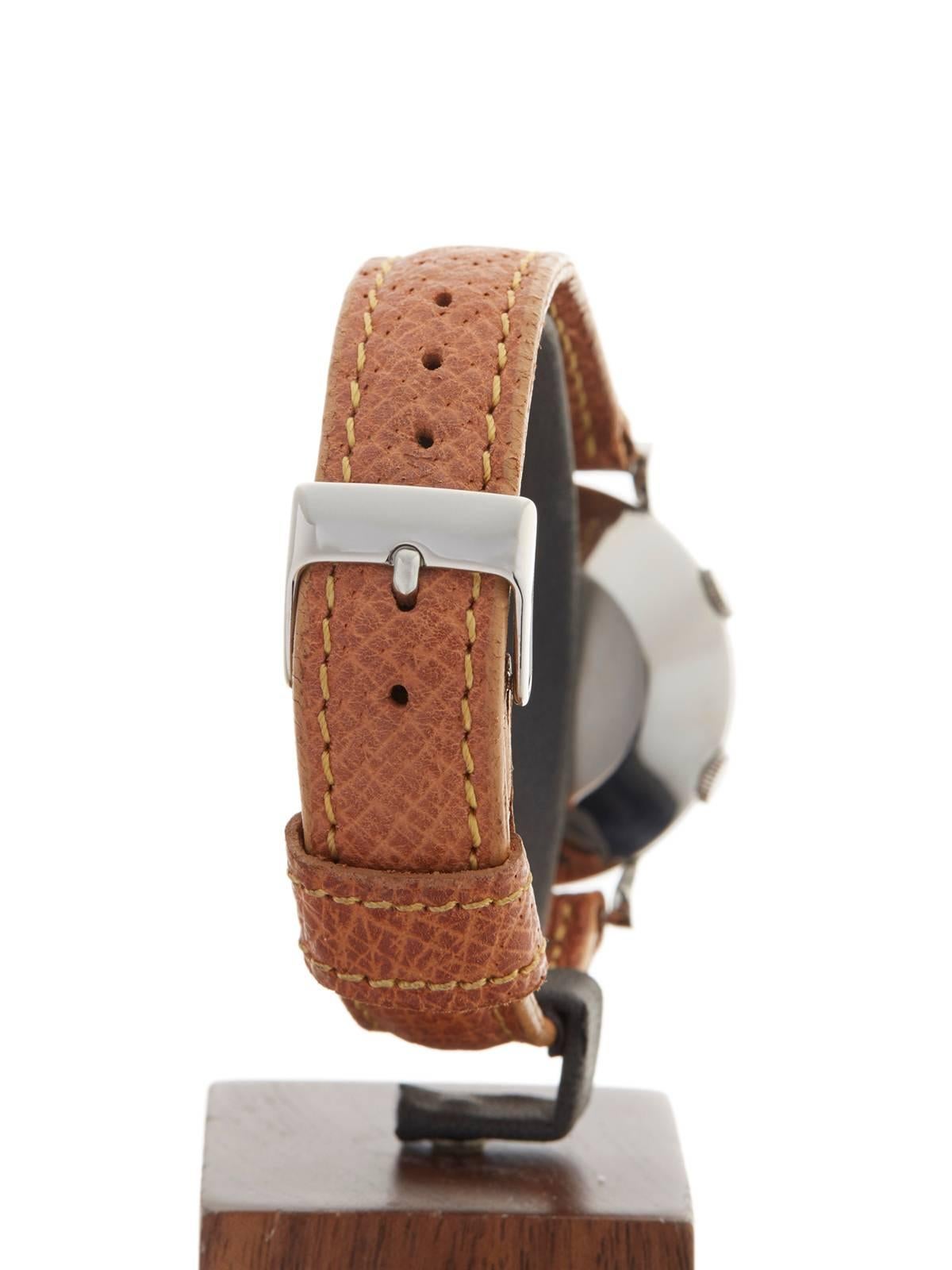 Women's or Men's Jaeger LeCoultre Stainless Steel Memovox Turler Alarm Mechanical Wristwatch