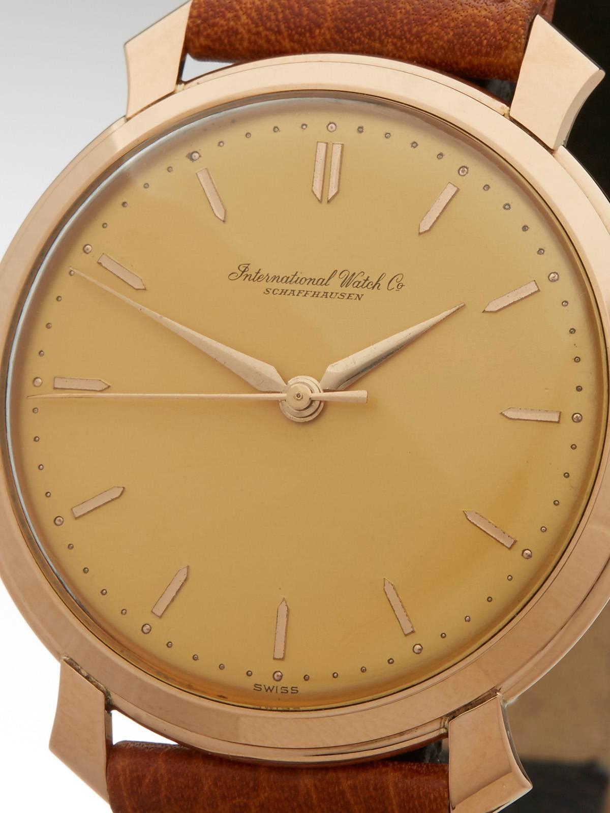 IWC Rose Gold Vintage Mechanical Wristwatch, 1960 In Excellent Condition In Bishop's Stortford, Hertfordshire