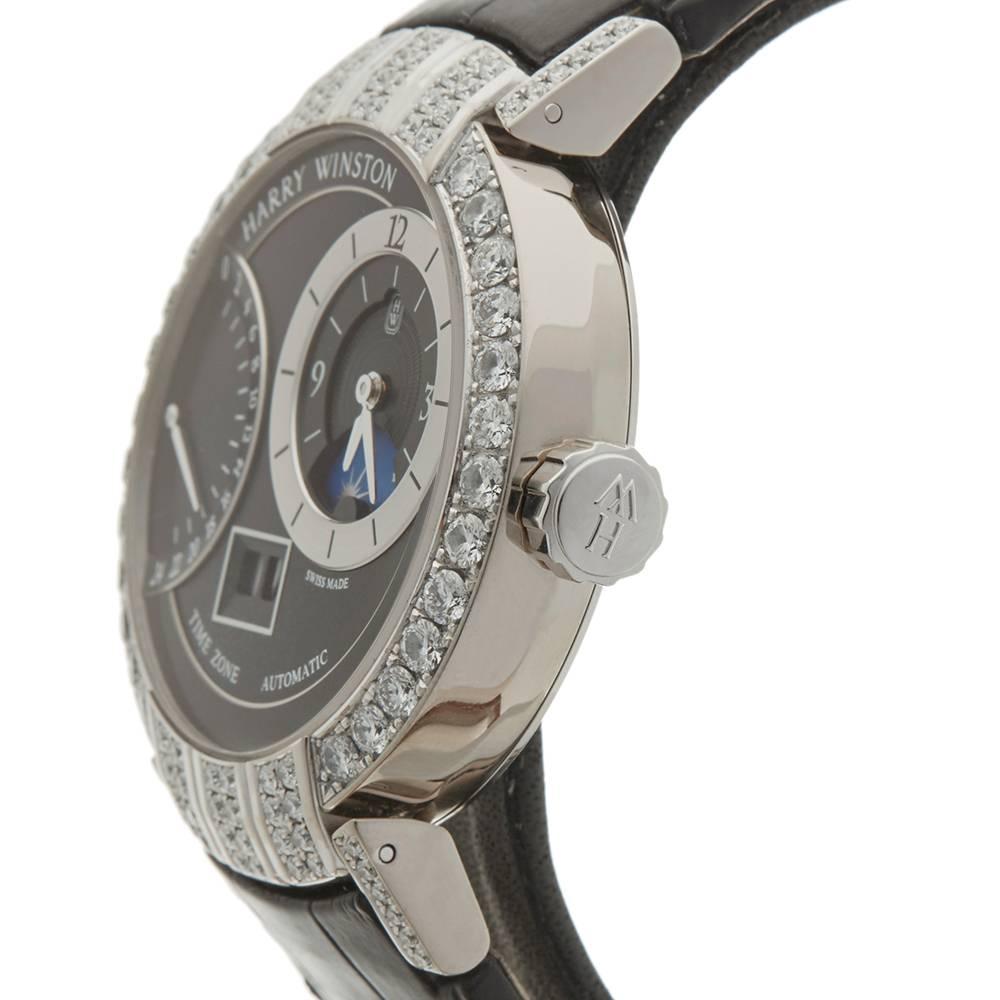 Men's Harry Winston White Gold Premier Excenter Timezone Automatic Wristwatch