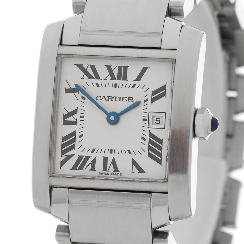 Cartier Ladies Stainless Steel Tank Francaise Quartz Wristwatch, 2002 In Excellent Condition In Bishop's Stortford, Hertfordshire